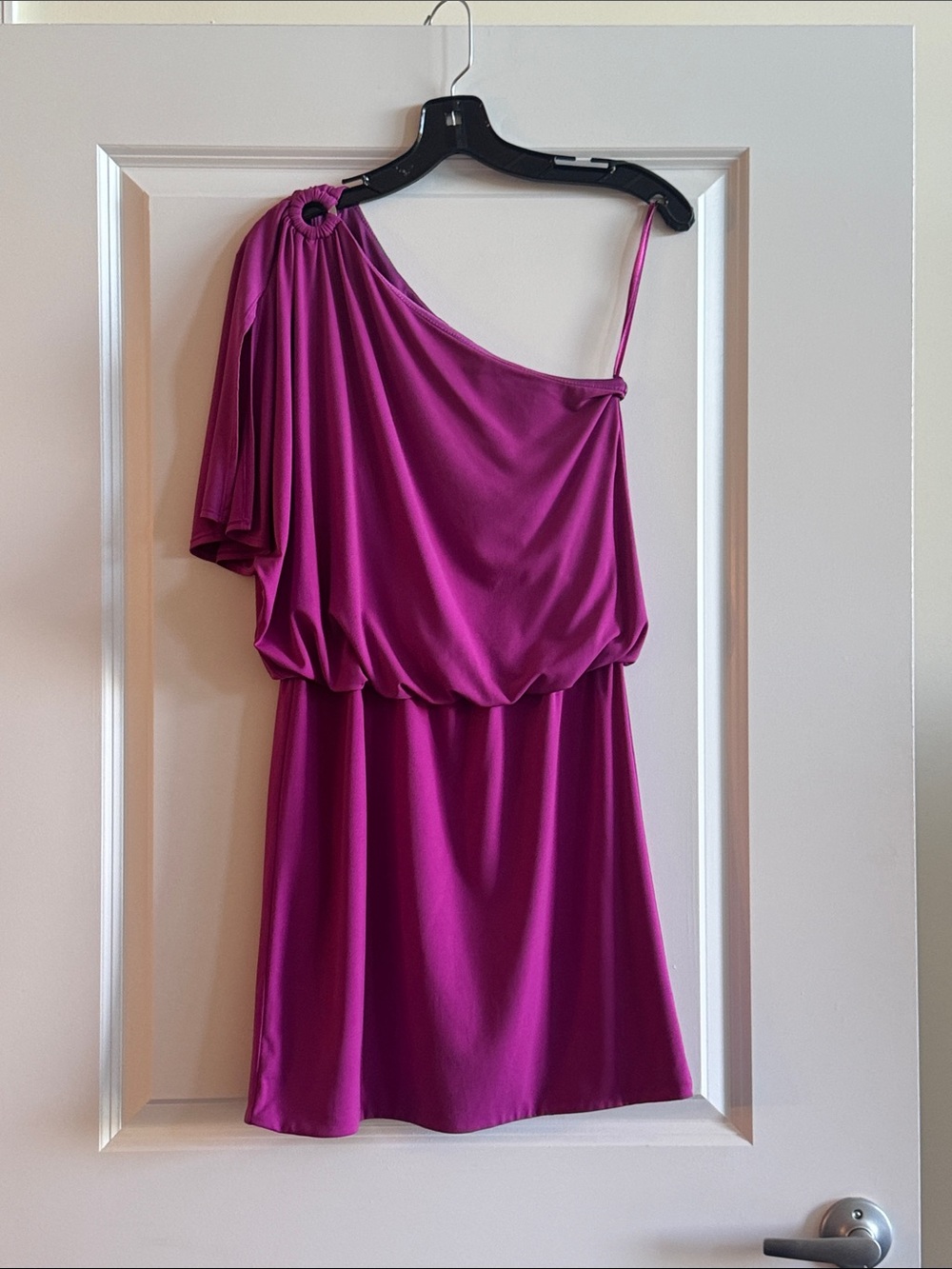 White House Black Market Magenta One-Shoulder Cocktail Dress